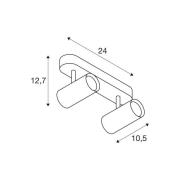 SLV loftspot Noblo, sort, dæmpbar til varmt lys, længde 24 cm