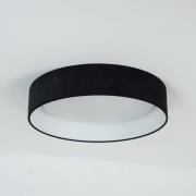 LED-loftlampe Plafond, sort, stof, Ø 45 cm, 3-trins