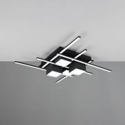 LED-loftlampe Roger, sort mat, metal, CCT, fjernbetj.