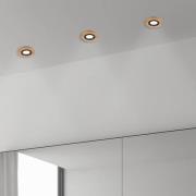 Forsænket loftlampe Tobby, Ø 10 cm, 3 stk. sæt, egetræ GU10