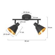 Loftspot Oeroe, 2 lyskilder, sort, metal, E14