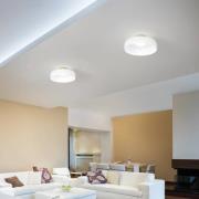 LED-loftlampe Lunar, hvid, glas, Ø 42 cm, CCT, dæmpbar