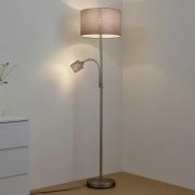 Lindby gulvlampe Jaileen, grå, tekstil, 170 cm, læselampe