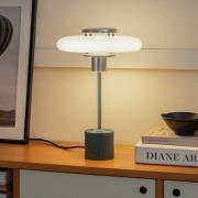 Lindby bordlampe Branford, retro, hvid/grøn opalglas/marmor