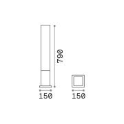 Ideal Lux vejlampe Edo square, antracit, GX53