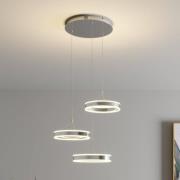 Lucande LED-pendellampe Lyani, 62 cm, 3 lyskilder, krom, dæmpbar
