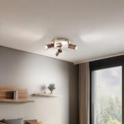 Legno loftspot, rund, 3 lyskilder, brun/messing, træ
