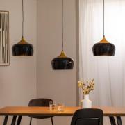 Hængelampe Berceste, sort, 3 lyskilder, længde 140 cm