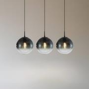 Lucande hængelampe Veloura, 3 lyskilder, 84 cm, glas, træ