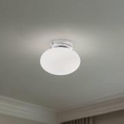 Loftlampe Ufo, krom/hvid, Ø 18 cm, glas, G9