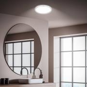 LED-loftlampe til badeværelset Pulap, Ø 29 cm, kromfarvet/hvid metal