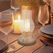 LED-bordlampe med batteri Brilo unplugged Kanea, beige, højde 18 cm