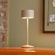 LED-bordlampe Veluna, beige, højde 25 cm, IP44, dæmpbar CCT