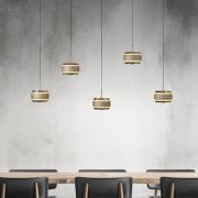 PURE LED-hængelampe Falling Rings, bronze Længde 101 cm 5 lyskilder
