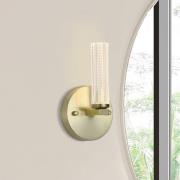 LED-væglampe til badeværelset Aberdeen, højde 24 cm, messingfarvet met...