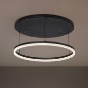 Lucande LED-loftlampe Orven, sort/marmor, Ø 50 cm, dæmpbar.