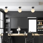 Loftlampe Atmaca, 1 lyskilde, sort, glas, Ø 15 cm