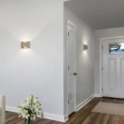 Helestra LED-væglampe VID, lysebrun, op/ned, IP65