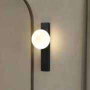 Lindby væglampe Tavrik, sort/hvid, højde 30 cm, glas