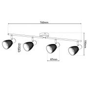 Loftslampe Lindita, 4 lyskilder, glas, røggrå, E14