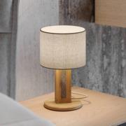 Bordlampe Chile S, eg/granit, stof, træ, højde 30 cm