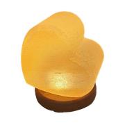 Saltlampe hjerte, træfod, USB-tilslutning, ravfarvet