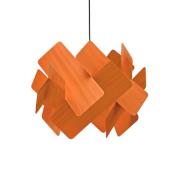 LZF pendellampe Escape, orange/nikkel, Ø 30 cm, træ