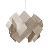 LZF pendellampe Escape, grå/nikkelfarvet, Ø 30 cm, træ