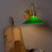 PR Home væglampe August, guldfarvet/grøn, højde 25 cm, E27