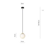 Hængelampe Royal, opal hvid/sort, glas, E14