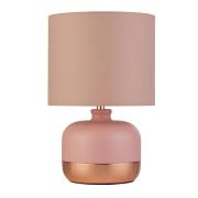 Bordlampe Tamsin, pink, metal/tekstil, højde 27 cm, E14