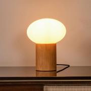 Bordlampe Birtle, højde 38 cm, hvid/lys træ, træ/glas