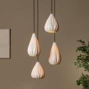 Hængelampe Cinzia, hvid/sort, Ø 55 cm, porcelæn, 4 lyskilder