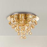 Loftlampe London, Ø 38 cm, 3 lyskilder, guldfarvet, akrylglas