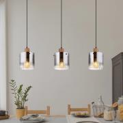 Hængelampe Underwood, længde 100 cm, brun/røggrå, MDF