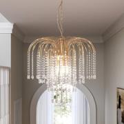 Hængelampe Pioggia med krystalregn Ø50cm guld