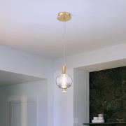 LED-hængelampe PALMAS, guld/røggrå, Ø 15 cm, 1 lyskilde, glas
