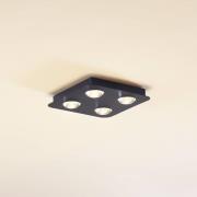 Lindby loftlampe Jyla, sort mat, 25 x 25 cm, 4 lyskilder.