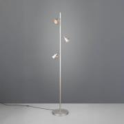 LED-gulvlampe Romeo, højde 150 cm, nikkelfarvet metal, 3 lyskilder