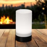 LED-batteridrevet bordlampe Fenya, sort/opal mat Højde 14 cm IP54