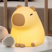 LED-batterilampe Piggy, brun, højde 12 cm, silikone