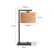 Bordlampe Stang, sort/brun, højde 51 cm, kork