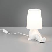 Bordlampe Huma, hvid, højde 25 cm, tekstil/keramik, E14