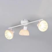 Loftlampe Calvi, hvid, naturrotting, længde 59 cm, 3 lyskilder.