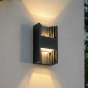 Lindby udendørs LED-væglampe Aurali, 2 lyskilder, sort, IP65