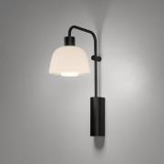 Bover LED-væglampe Drep A/04, hvid, glas, sort, 2.700 K