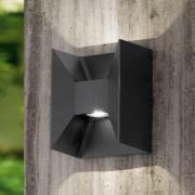 udendørs LED-væglampe Morino, sort, højde 18 cm, metal