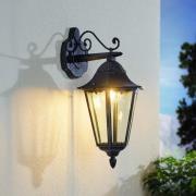 Udendørs væglampe Navedo, sort/sølv, højde 47 cm, nedadrettet