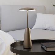 LED-akkulampe Piccola, bronzefarvet, højde 28 cm, IP54