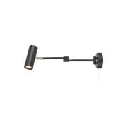 LED-væglampe Arlo, sort, stik, længde 55 cm, dæmpbar